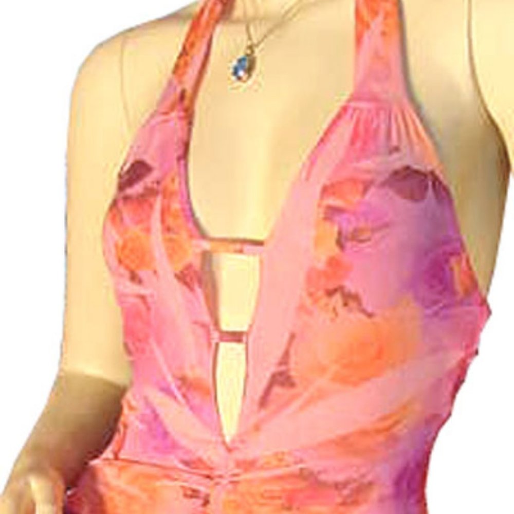 New Y2K Floral Halter Dress Rose/Roses Made USA Fairy Fairycore Vacation Party - Picture 5 of 12